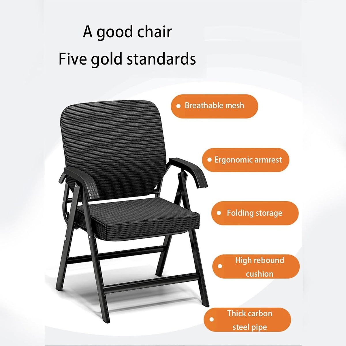 Padded Folding Chairs,folding Chairs Decompression Spine Protection,black Folding Office Chair With High Rebound Cushion,folding Chair For Meeting Room,office,Chess Room,home Load-bearing 150kg ( Colo