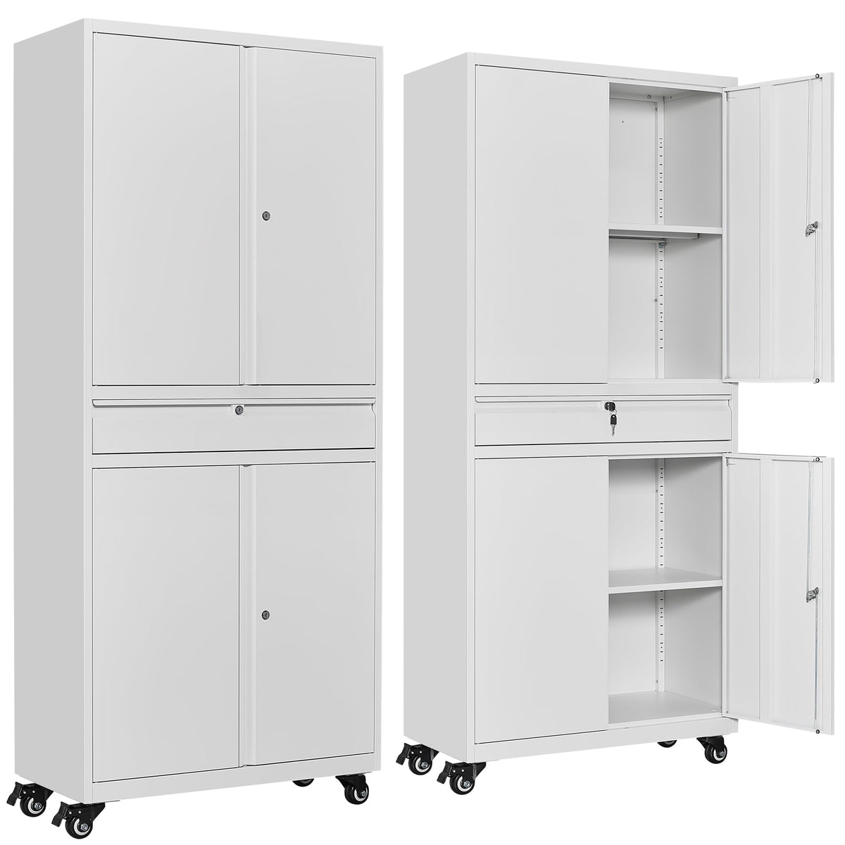 SISESOL Small Metal Storage Cabinet with Doors and Shelves,36 inch Black Locking Garage Cabinet,Lockable Short Steel Cabinets for Home,Office,Shop,Garage