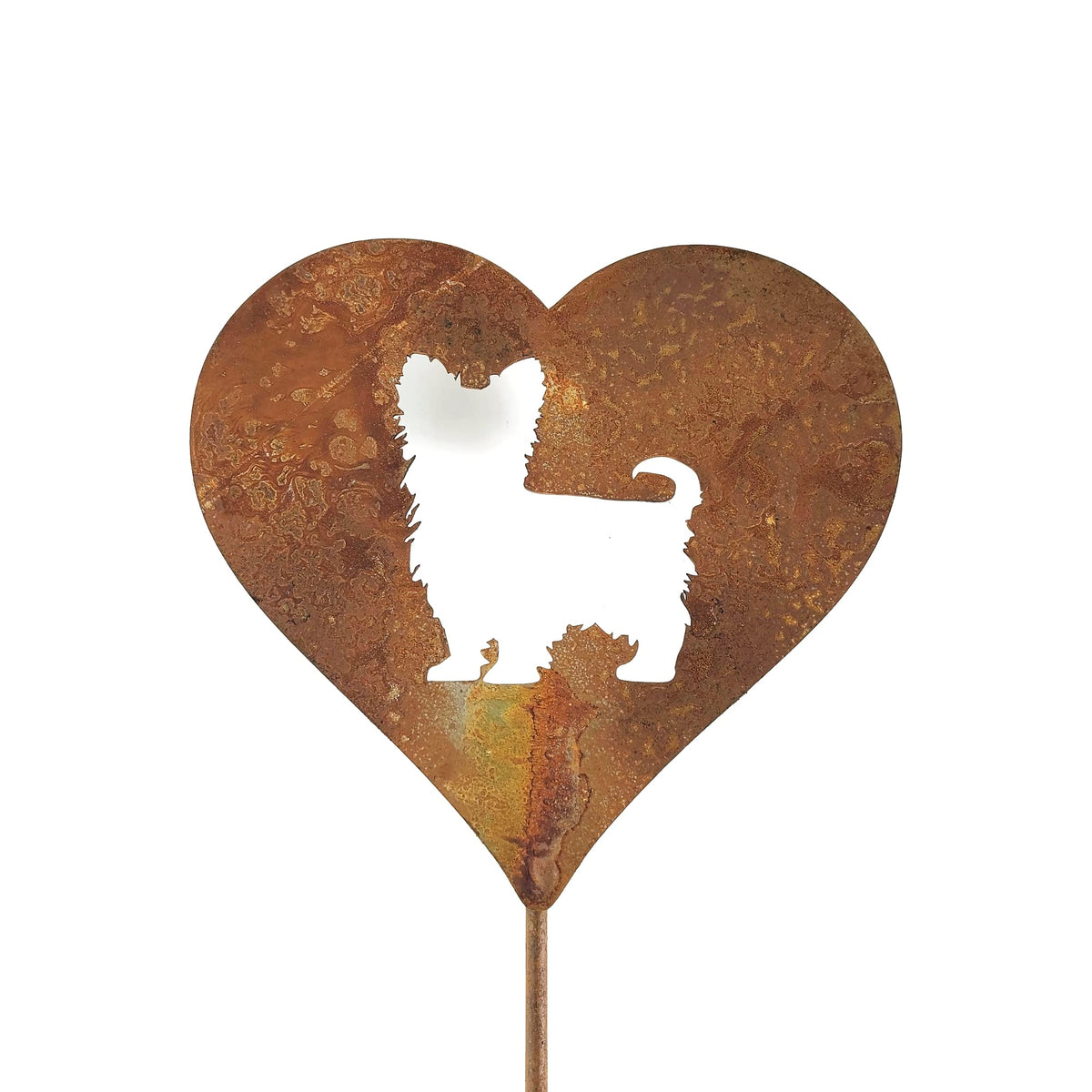 Pet Dog, Cat, Rabbit or Bird Keepsake Memorial Heart Garden Stake 20 to 28 Inches Tall (Large Heart, 28" Tall, Pembroke Welsh Corgi, Naturally Rusted)