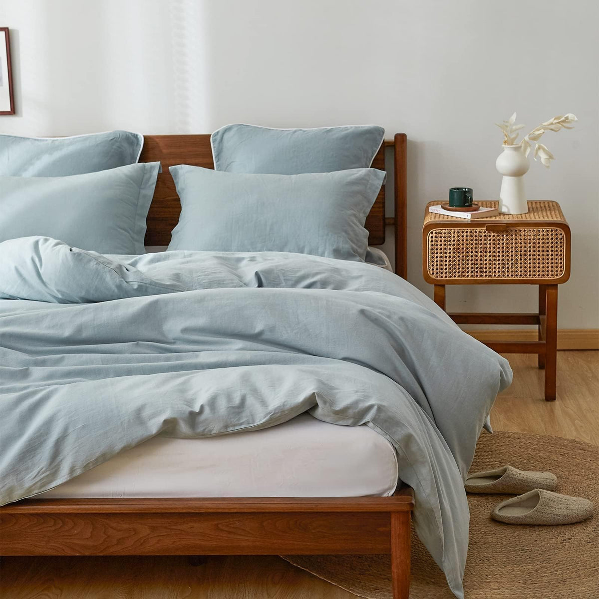 Simple&Opulence 100% Linen Duvet Cover Set, 3 PCS Natural French Flax Linen Duvet Cover King Size, Breathable Soft Comfy Linen Bedding Comforter Cover with 2 Pillowcases(Linen, 104"x92")