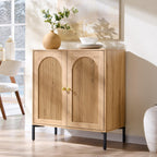 IFGET 34" Tall Modern Arched Sideboard Buffet Cabinet with Storage, Brown