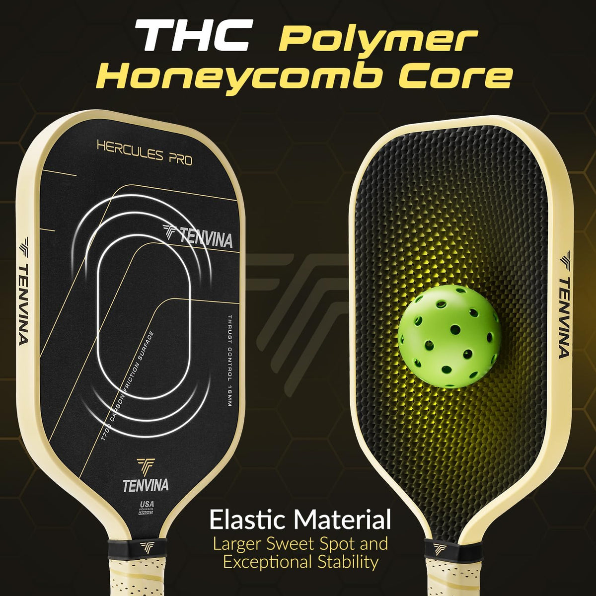 TENVINA Pickleball Paddles Set of 2, Thermoforming 4-Layer T700SC Friction Carbon Fiber Pickleball Paddle, Professional USAPA Approved Pickle Ball Paddle Providing Strong Power and Spin