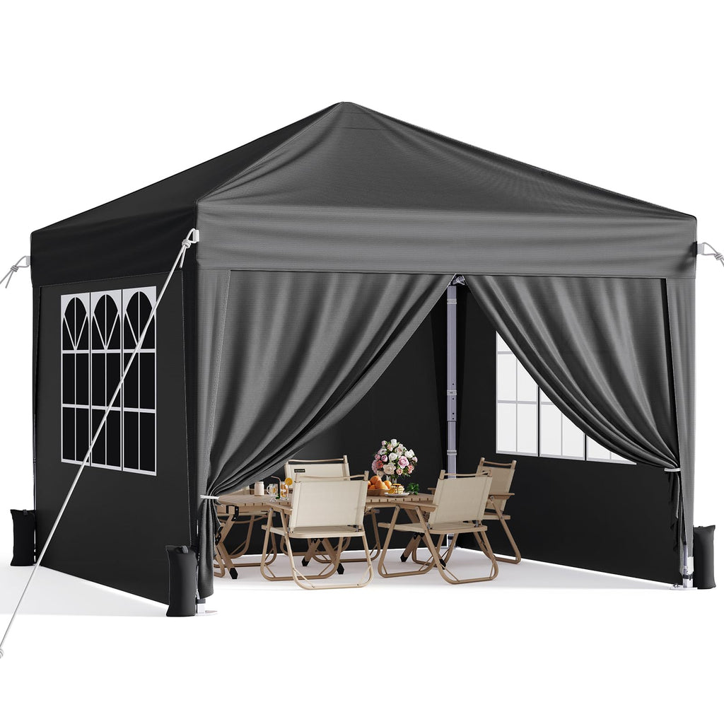 10x10 Pop Up Canopy Tent with Sidewalls, Portable Shelter,White
