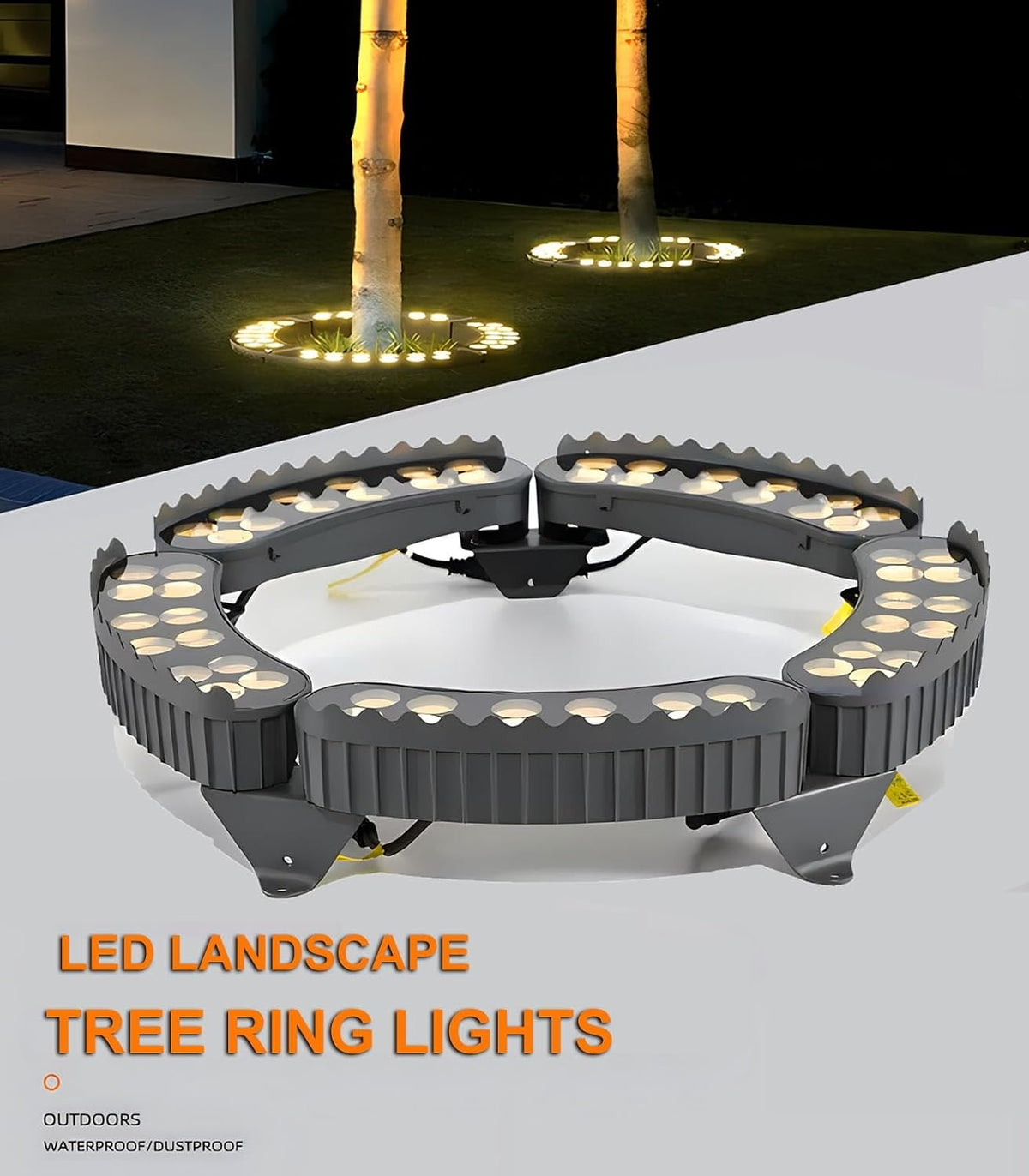 Outdoor Garden Lights, LED Low Voltage Landscape Tree Ring Lights, Palm Tree Lights, IP65 Weatherproof(Warm White Light,Pack of 6)