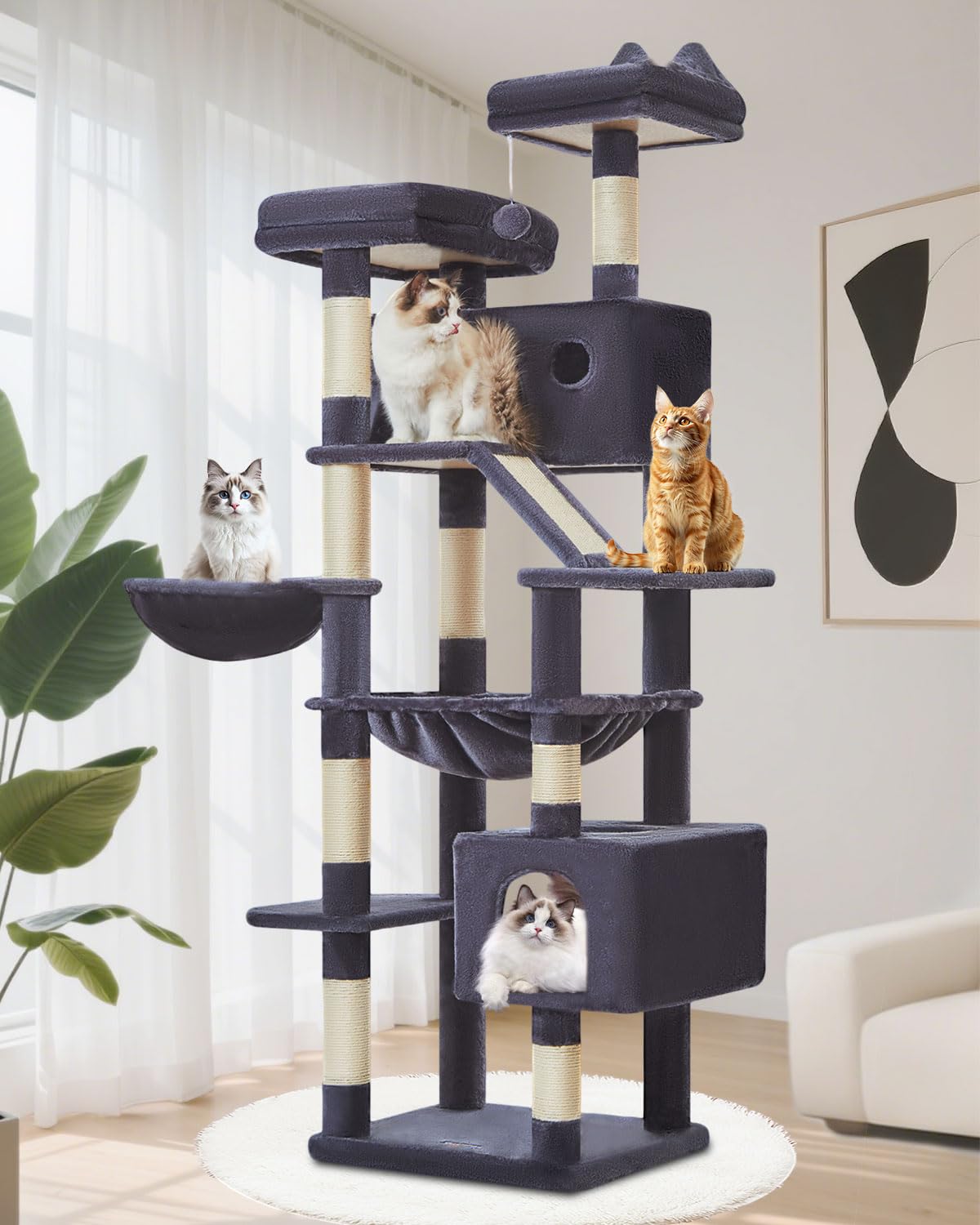 Taoqimiao Cactus Cat Tree, 71 in Extra Large Cat Tower for Indoor Cats