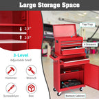 Winado 4-Drawer Rolling Tool Chest, 2-in-1 Large Storage Toolbox, Red