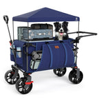 EVER ADVANCED Folding Push Wagon with Brakes, Portable Shopping Cart