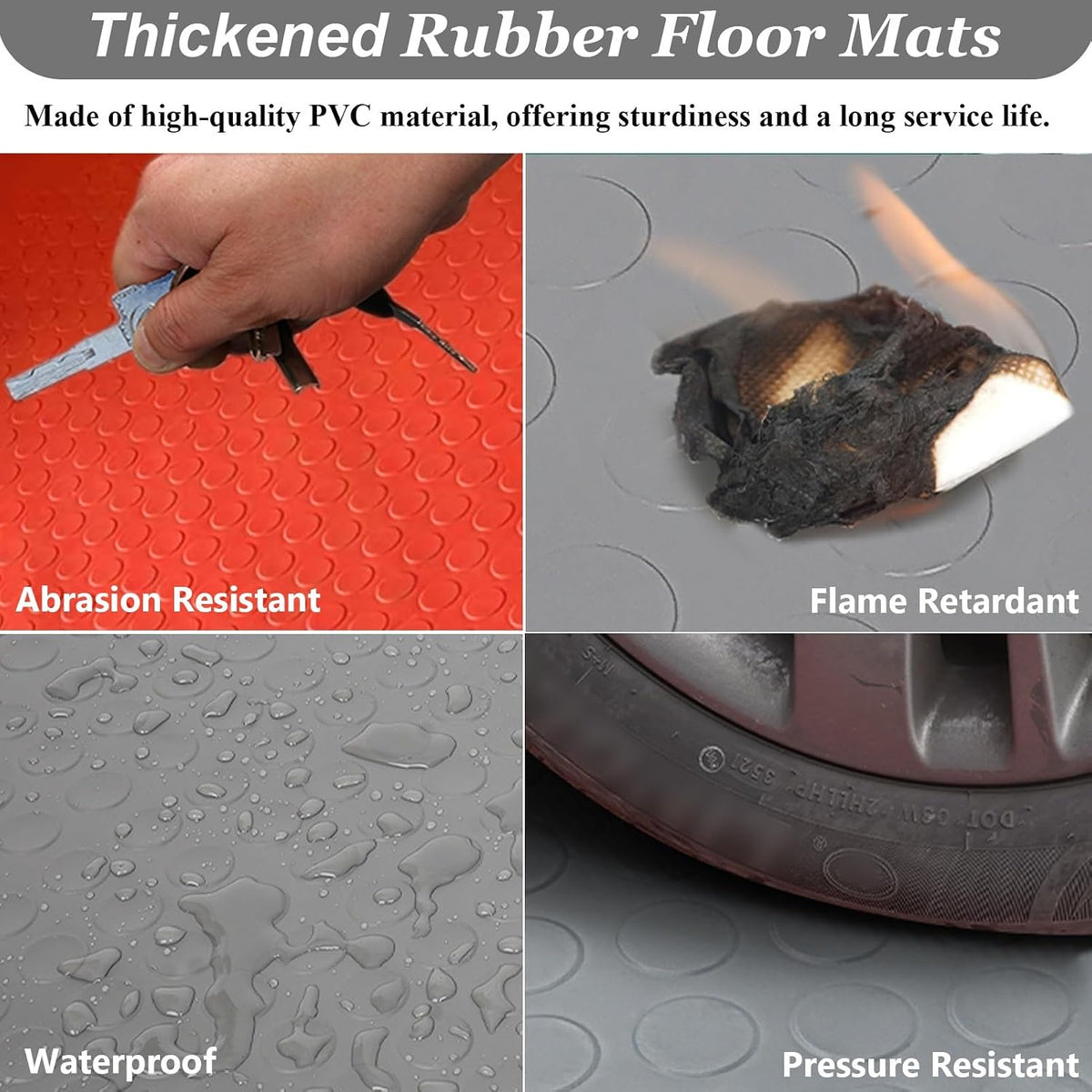 Garage Floor Mat Large Wear-resistant Coin Pattern Garage Mats for Floor, 2.5mm Non-Slip Garage Flooring Roll, 5 8 10 16 ft Length Rubber Mats for Home Gym(Red,1.3x1.5m(4.3 x 4.9ft))