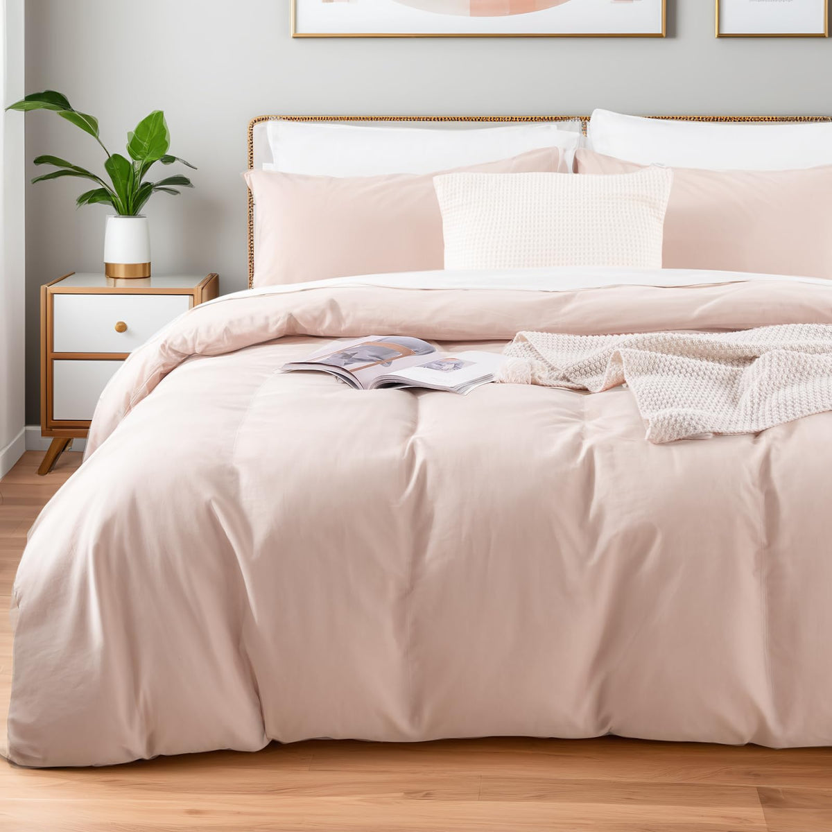 NEXHOME PRO Duvet Cover Set Queen Size Linen Look Textured 100% Washed Cotton Duvet Cover Burgundy Dark Red 3 Pieces Bedding Set with Zipper Closure,Breathable, Soft Organic Natural(No Comforter)
