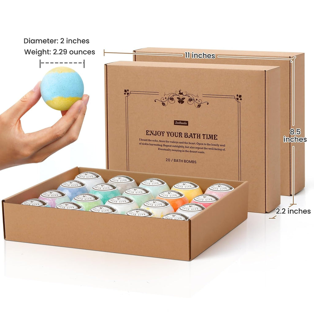 ZenBombs Bath Bombs Set, Natural Shea Butter & Safe Oil Bath Bomb