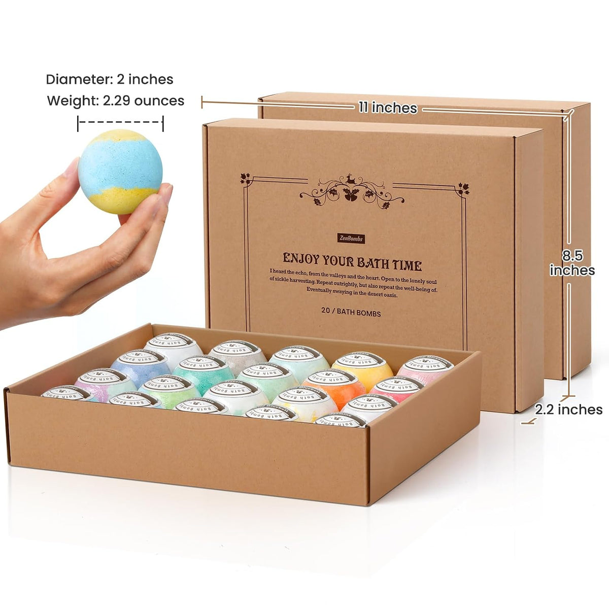 ZenBombs Bath Bombs Set, Natural Shea Butter & Safe Oil Bath Bomb