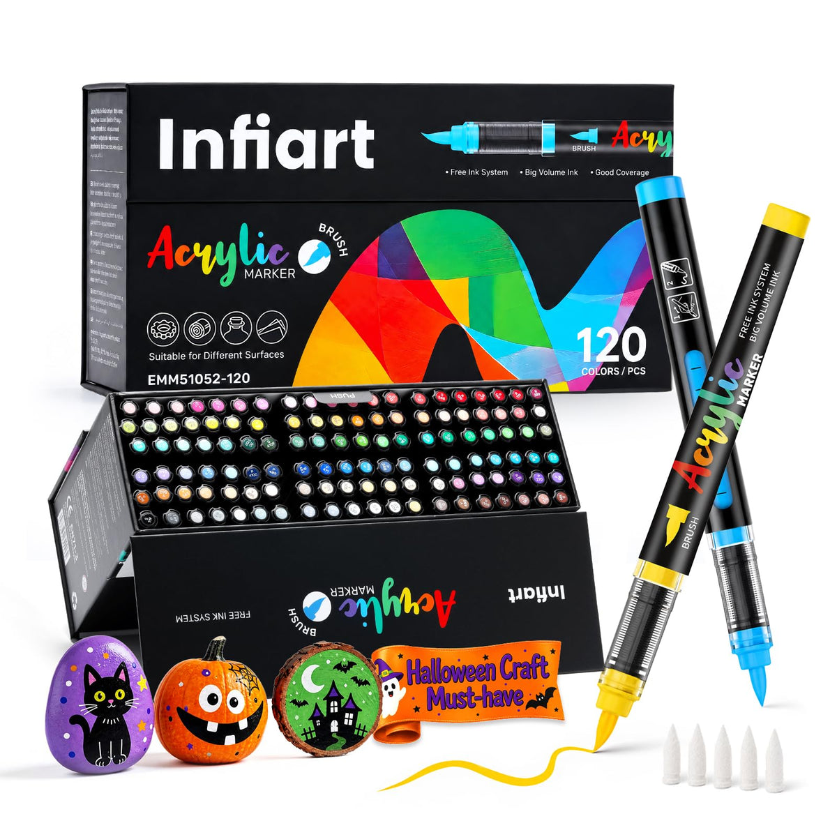 240 Colors Acrylic Paint Markers, 3X Large Capacity Flexible Tip Paint Pens