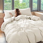 Shilucheng 100% Linen King Duvet Cover Set, Linen
