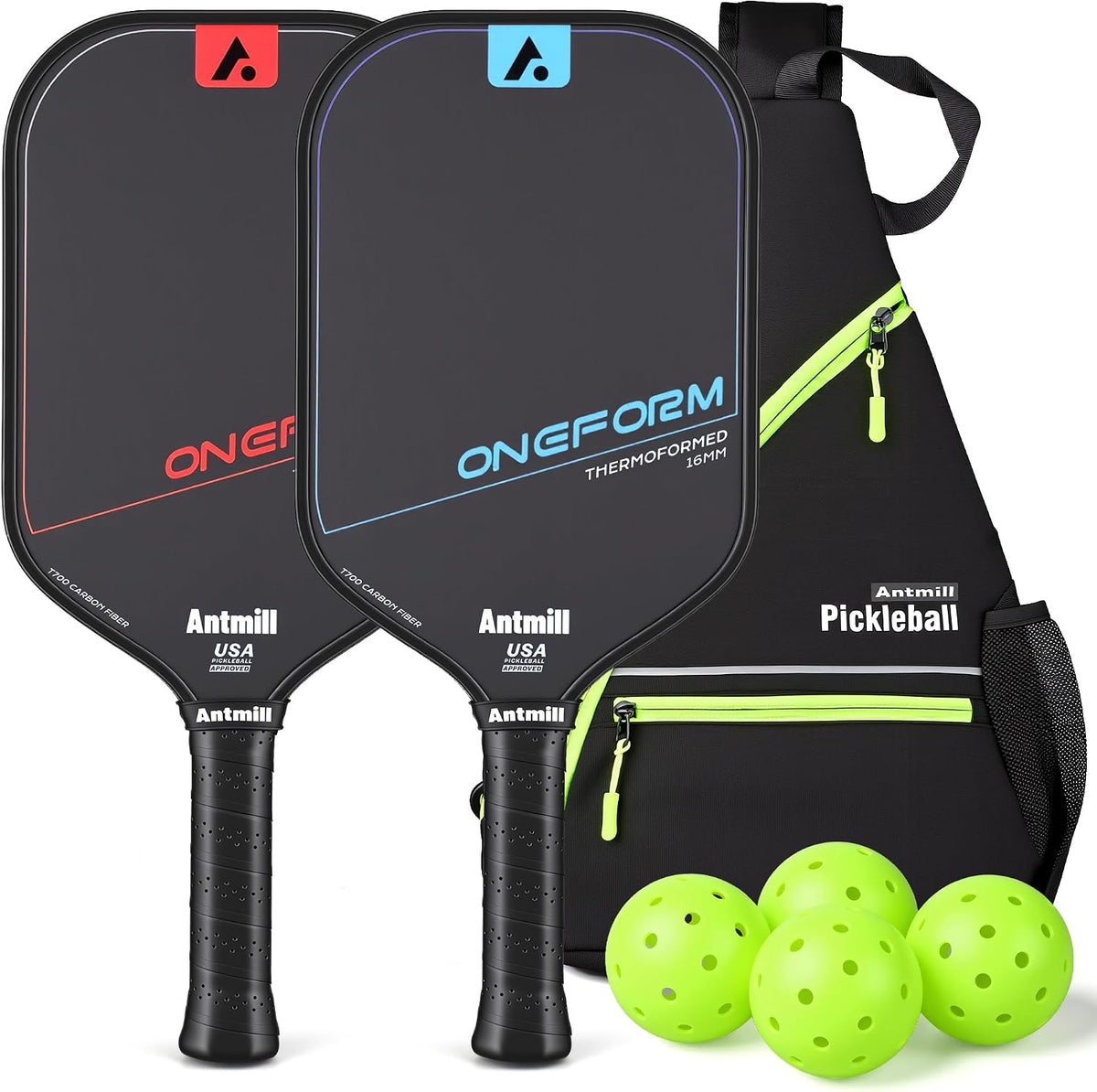 Pickleball Paddles Set of 2 – Thermoformed T700 Carbon Fiber Paddle Set, USAPA Approved
