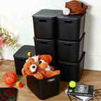 Hoolerry 8 Pieces Storage Bins, 14.2 x 10.2 x 9.5 Inch, Black