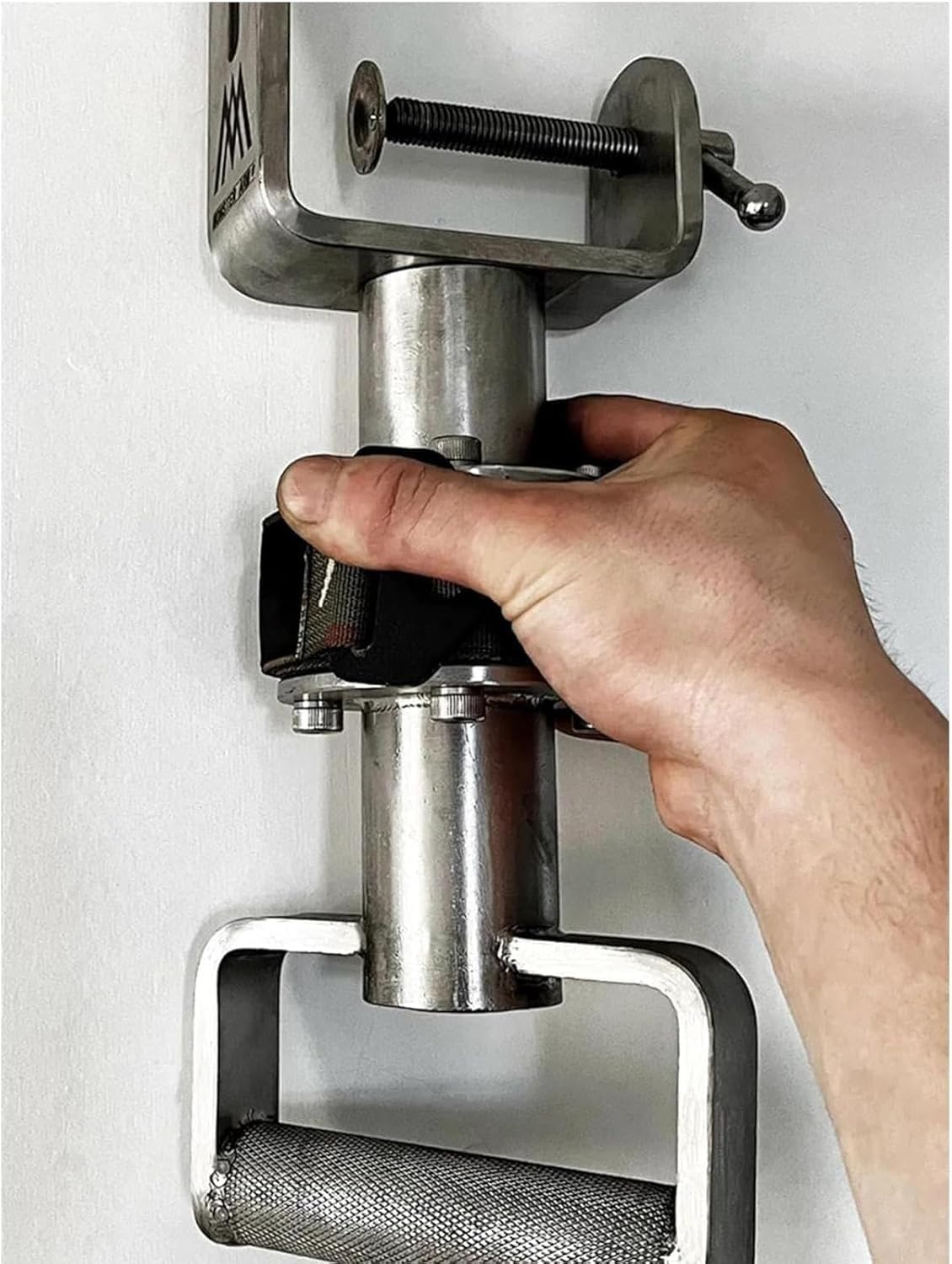 Arm Wrestling Exercise Handle, 304 Stainless Steel Forearm Trainer Grips Wrist Exerciser, Muscle Developer Strength Home Fitness, 1m Webbing, 200kg Bearing, for Home Gym.
