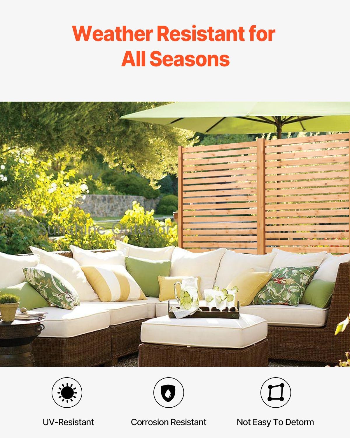 VEVOR Wooden Privacy Screen, 36" W x 73" H Outdoor Privacy Screen, Freestanding Wood Privacy Panel with Stand, Decorative Patio Privacy Screen, Outdoor Divider for Balcony Patio Lawn Garden