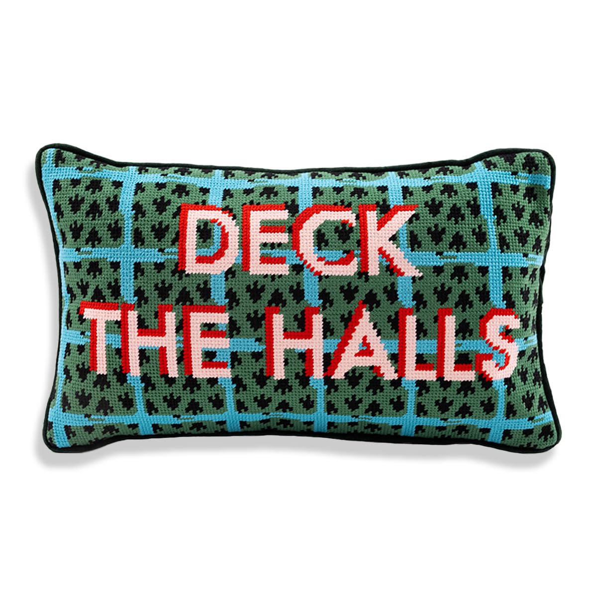 FURBISH Needlepoint Decorative Throw Pillow - Boo - 11"x11" - Small Embroidered Halloween Pillow for Living Room, Couch, Sofa, Chair & Bed - Eclectic Halloween Decor