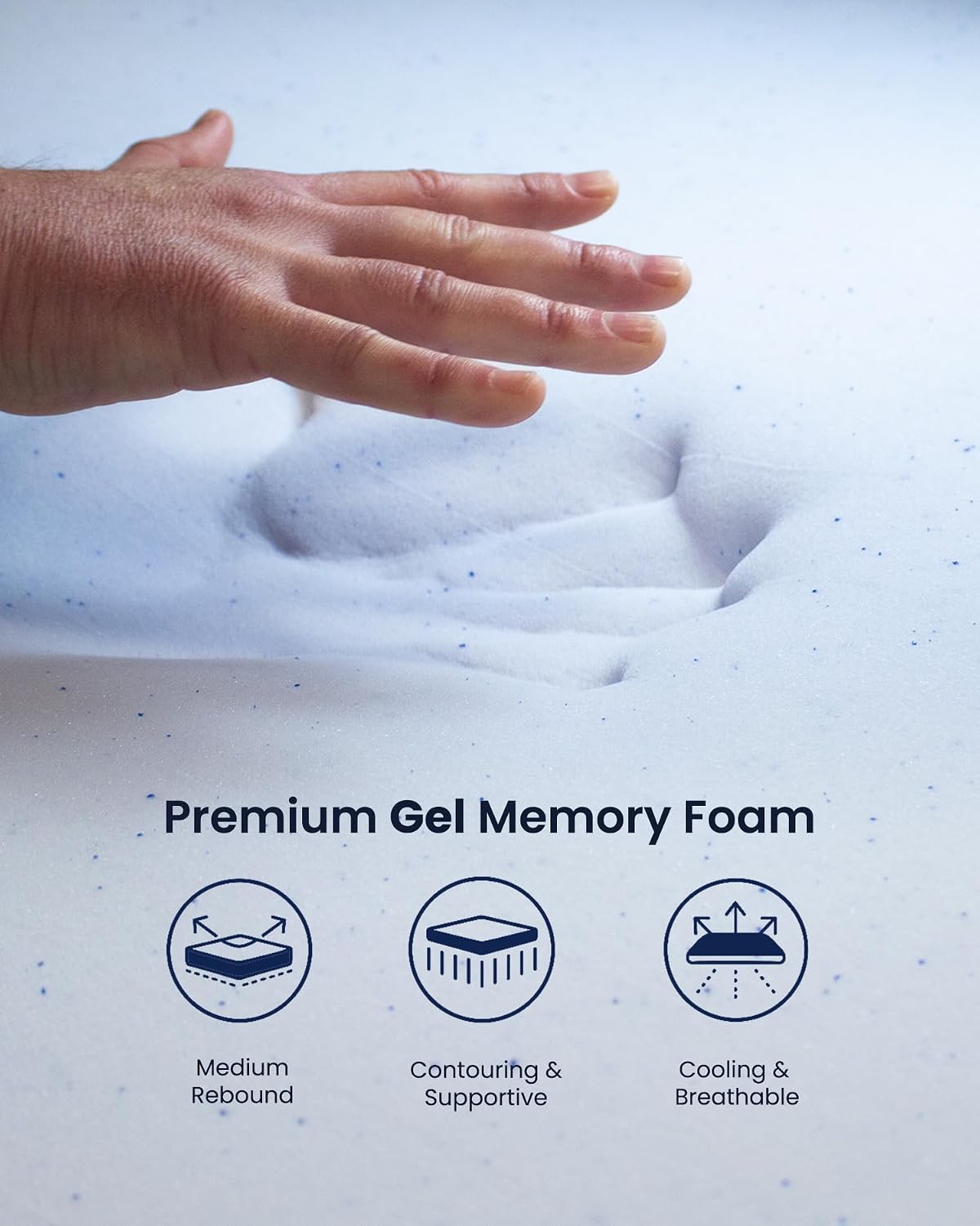 Lounj 2 Inch RV Gel Memory Foam Mattress Topper (RV King (72x80)), Blue