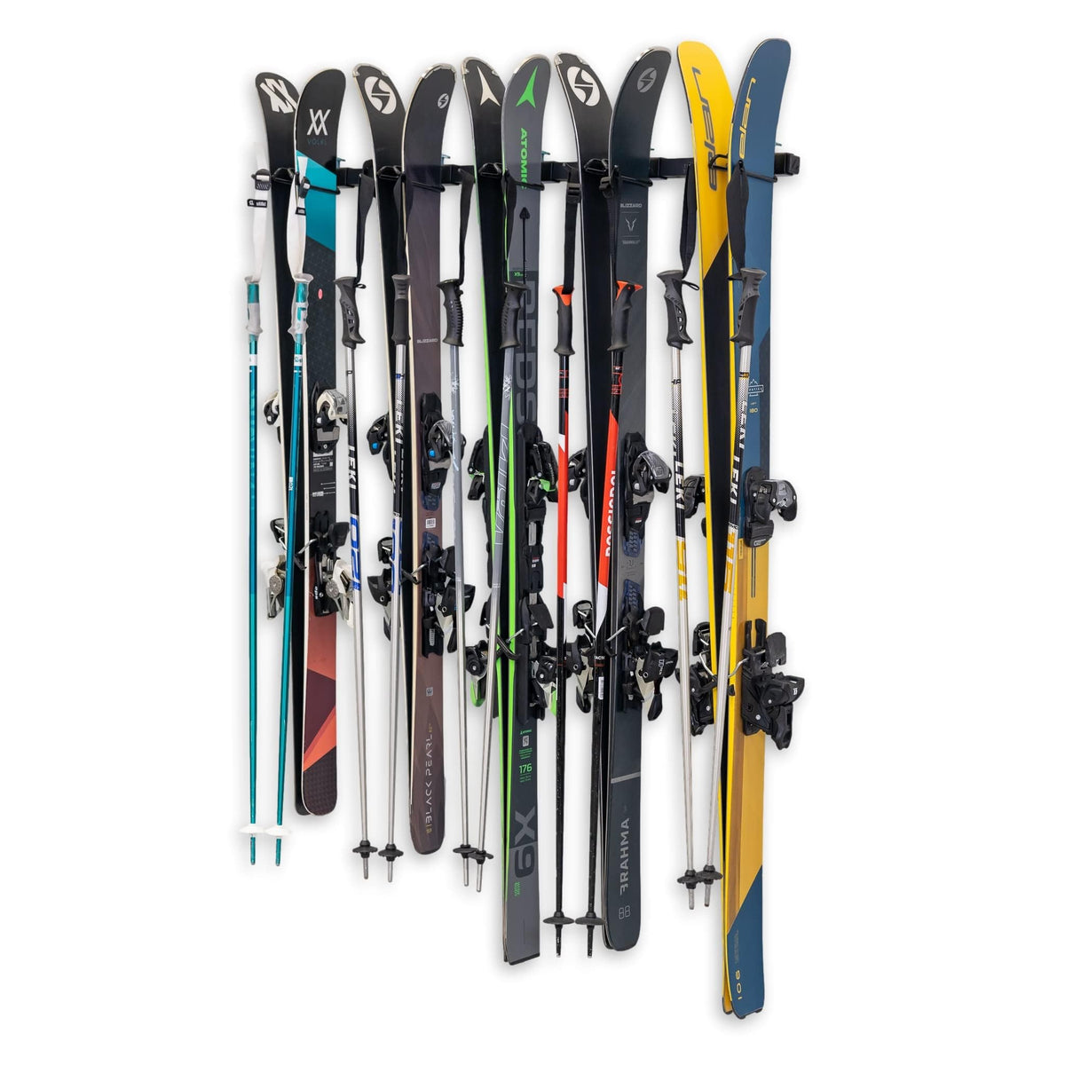 StoreYourBoard Ski Wall Mount Rack, Holds 5 Pairs of Skis, Supports 300 lbs