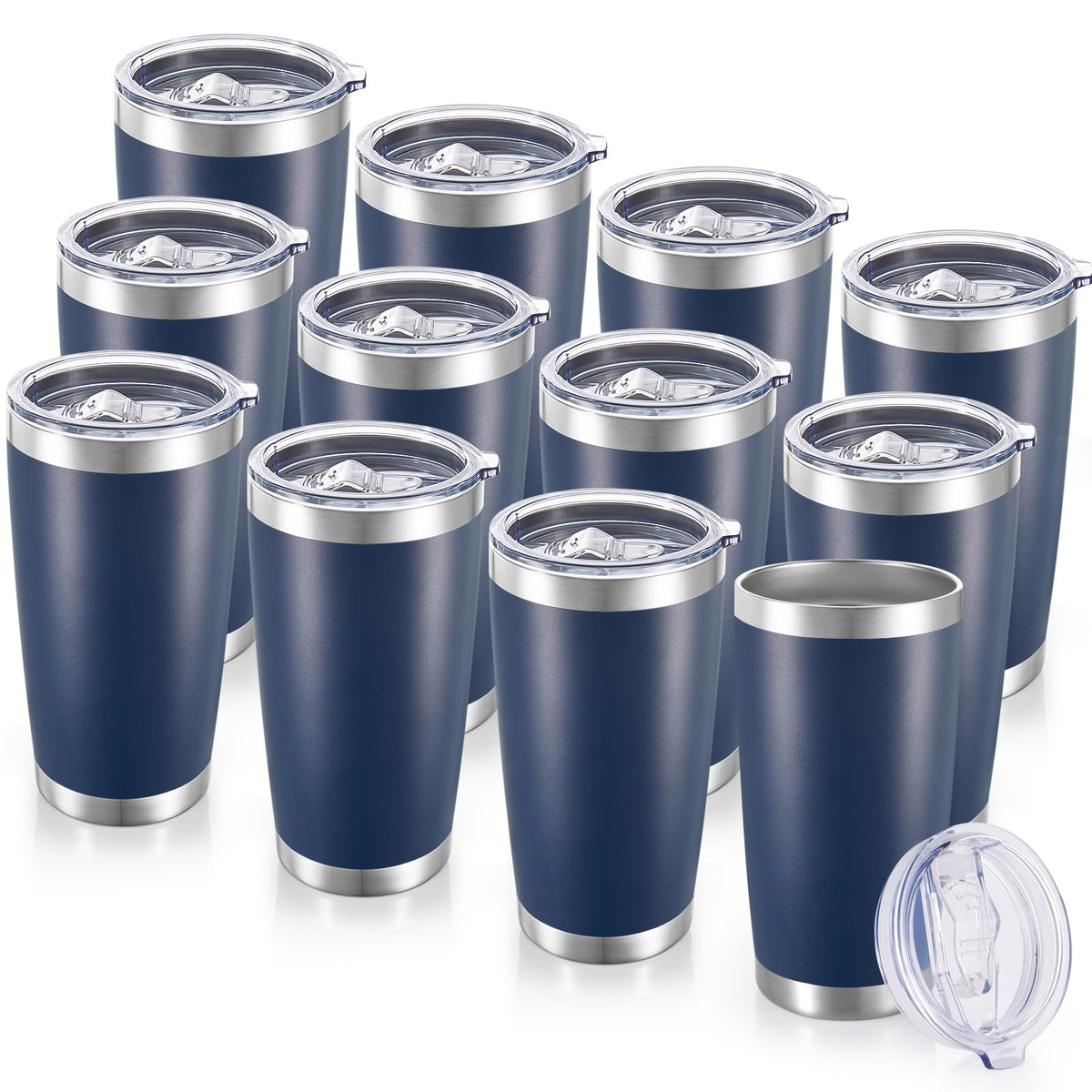 20 oz Tumblers Bulk Stainless Steel Tumbler with Lid, 12 Pack