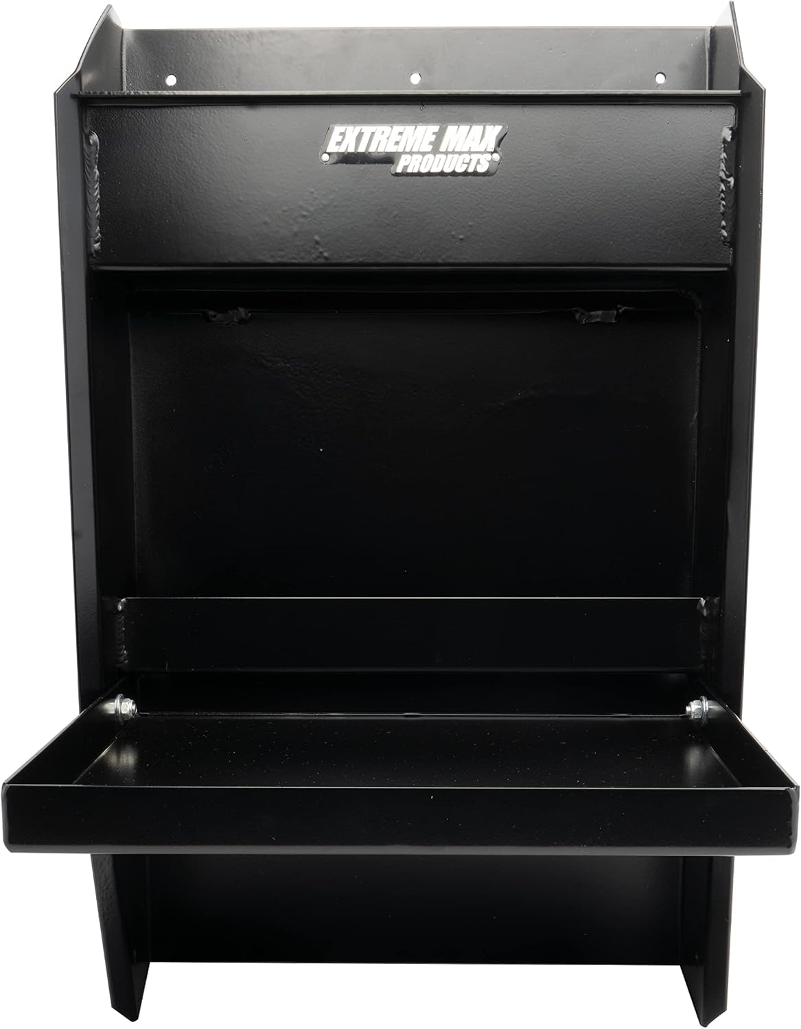 Extreme Max 5001.6119 Junior Wall-Mount Aluminum Work Station Storage Cabinet Flip-Out Work Tray with Paper Towel Rack Organizer for Enclosed Race Trailer Shop Garage Storage - Black