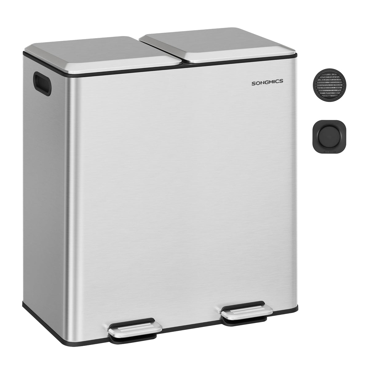 SONGMICS Trash Can, 2 x 8 Gallon (2 x 30 L) Double Compartment
