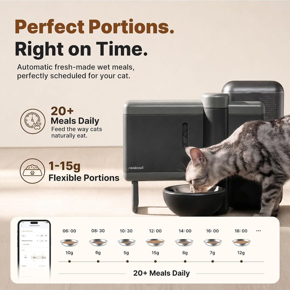 Neakasa Riko Automatic Wet Food Cat Feeder for Freeze-Dried Cat Food, Grey