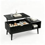 OLIXIS Coffee Table with Storage for Home Living Room Office, Black