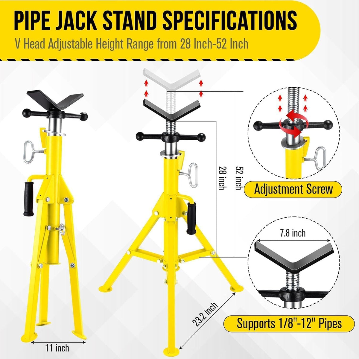 2PCS Pipe Jack Stand, 2500LB Carbon Steel Heavy Duty Pipe Stand,