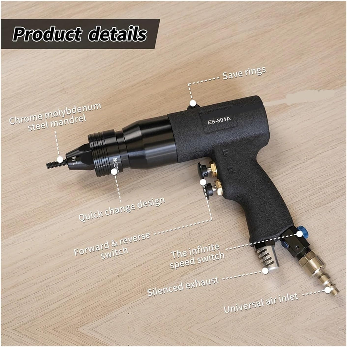 M3 M4 M5 M6 M8 M10 M12 Pneumatic Rivet Gun Kit Blind Automatic Riveting nut tool Air tools Rivnut Pneumatic Rivet Machine(805B-M8M10M12)