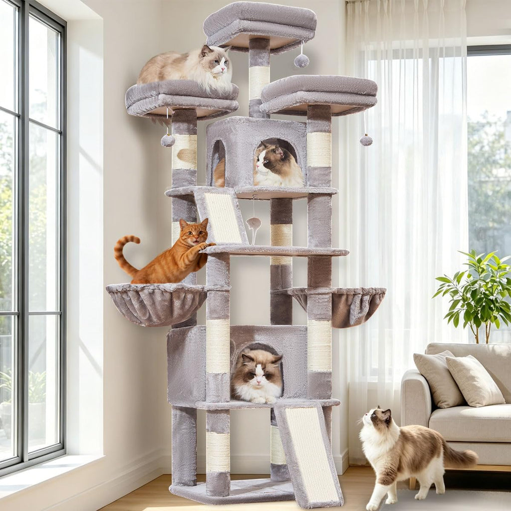 Taoqimiao Cat Tree for Large Cats, 76.8 Inches XL Cat Tower for Indoor Cats