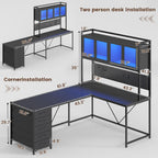 SEDETA L Shaped Gaming Corner Desk with Drawers, Hutch and Storage Shelves