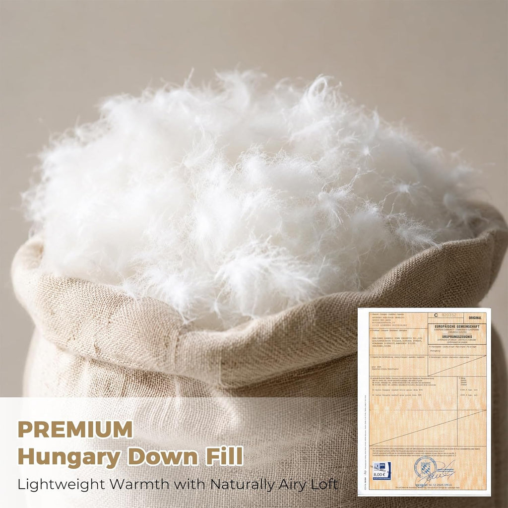 Hungarian Feather Down Comforter Queen,100% Organic Cotton Duvet Insert