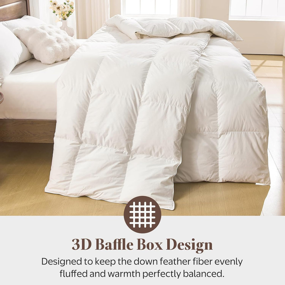 Goose Feather Down Comforter King Size, All Season Duvet Insert