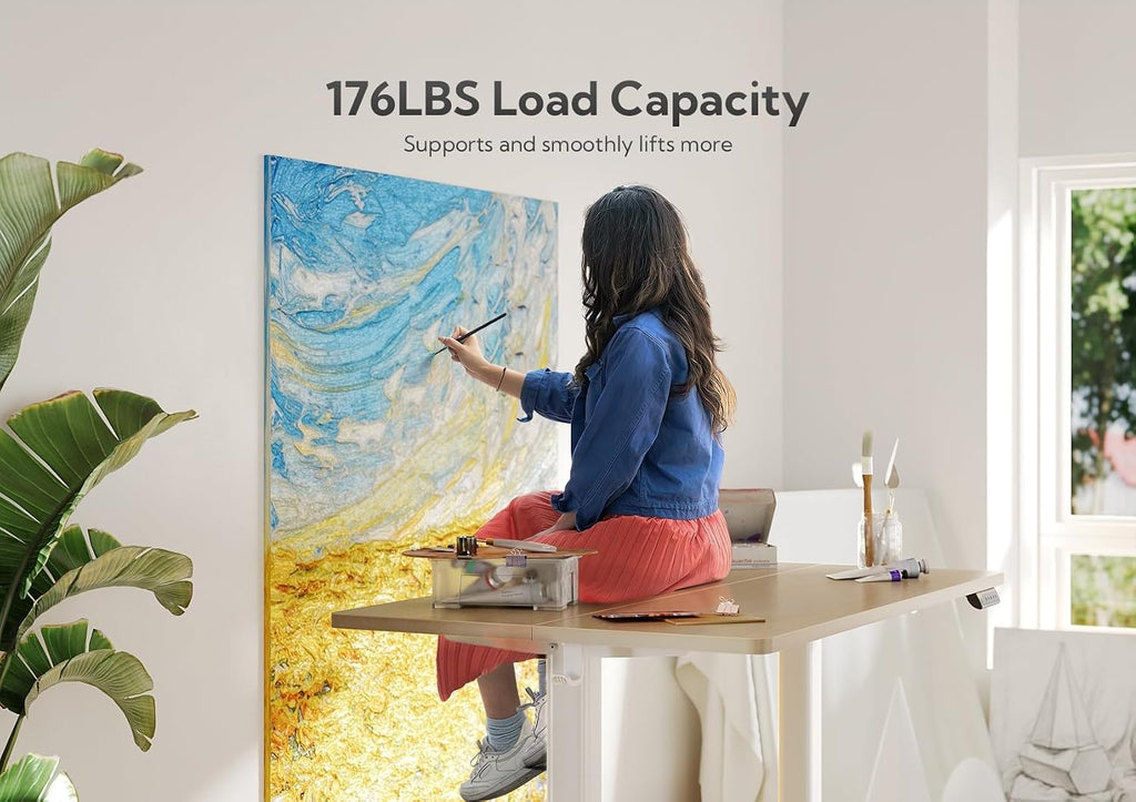Claiks Electric Height Adjustable Standing Desk, 48x24 Inch, Nature