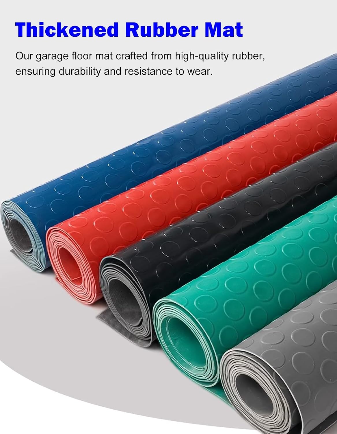 Extra Large Rubber Mat for Garage Floor, Heavy Duty Non-Slip Floor Mat, Workshop Garage Van Gym Matting Roll, Waterproof Rubber Flooring 2.5mm Thick(Gray,0.6x2m/2x6.6ft)