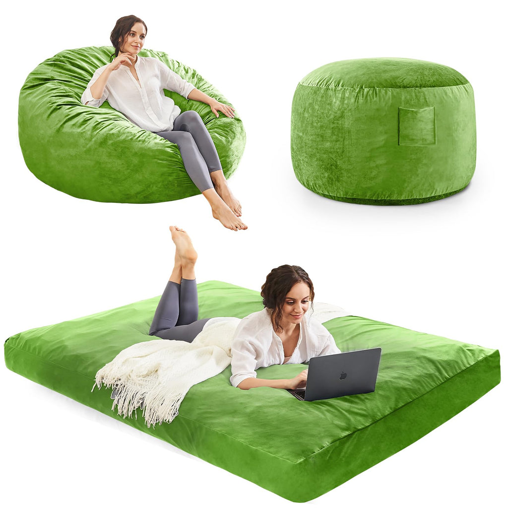 Bean Bag Chairs for Adults - Giant Bean Bag Convertible Floor Sofa