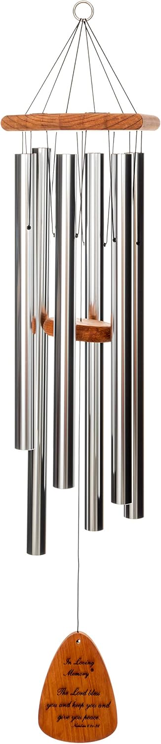 In Loving Memory 42-inch Windchime, Silver w/The Lord Bless You and Keep You…