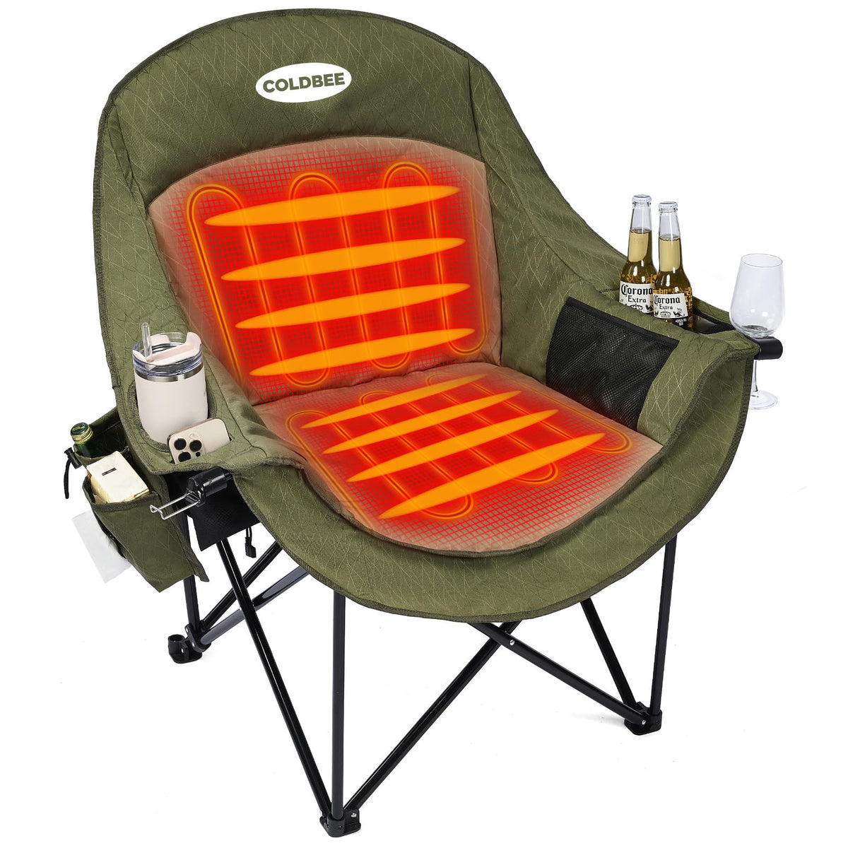 Oversized Camping Chairs for Adults - Heavy Duty Padded Outdoor Camp Chair