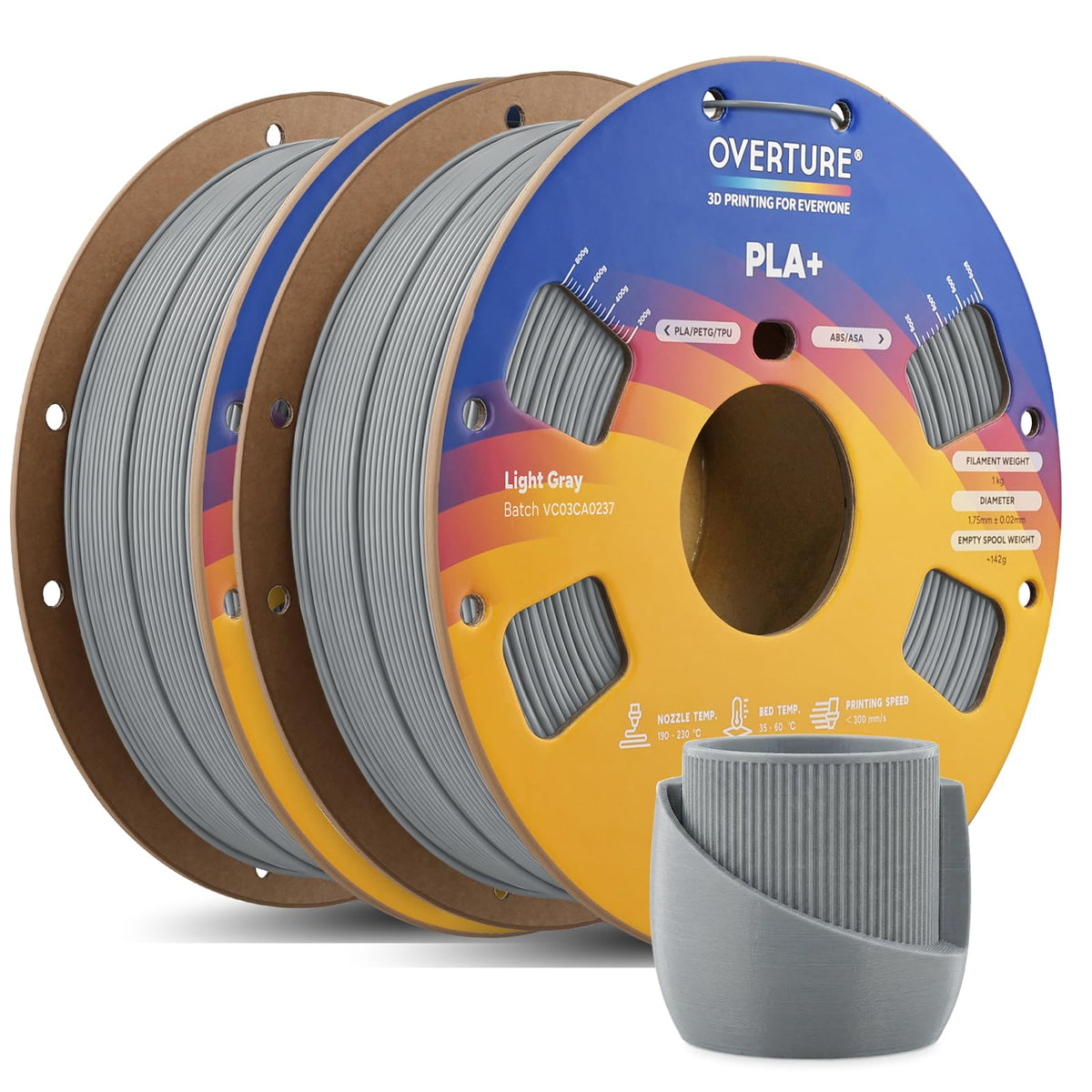 OVERTURE 10KG Bundle High Speed PLA+ 3D Printer Filament 1.75mm