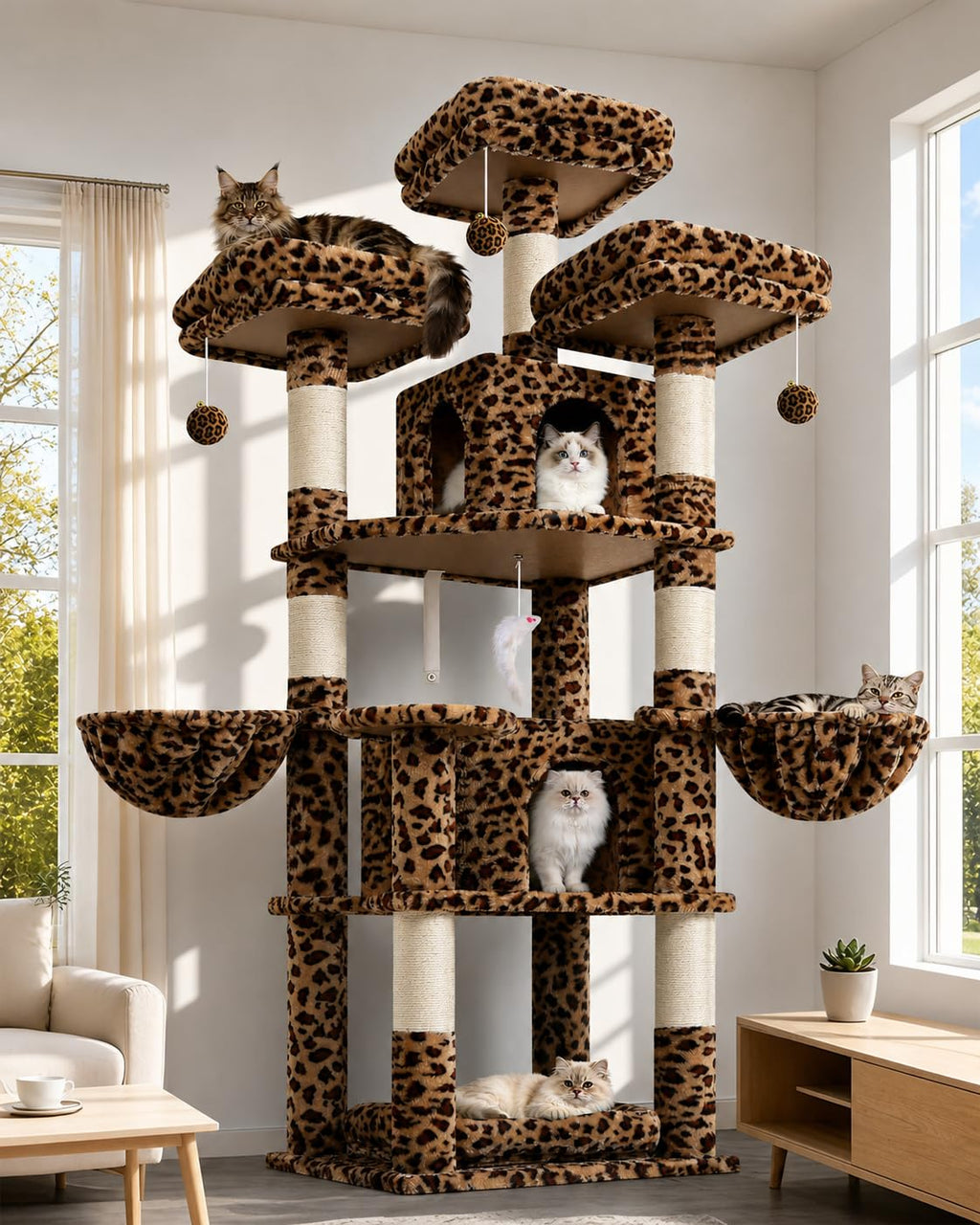 Globlazer Big XXL Cat Tower for Indoor Multiple Cats, F80, Dark Grey