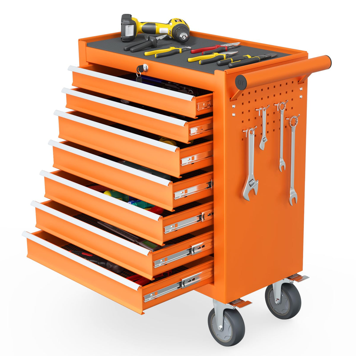 7-Drawer Rolling Tool Chest, Tool Box with 4 Wheels and Drawers, High Capacity Detachable Mobile Tool Storage Cabinet for Garage, Workshop, Mechanics and Repair Room (Black)