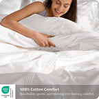Bedsure PureWoven 100% Cotton Percale Duvet Cover King, Rope Weave, White