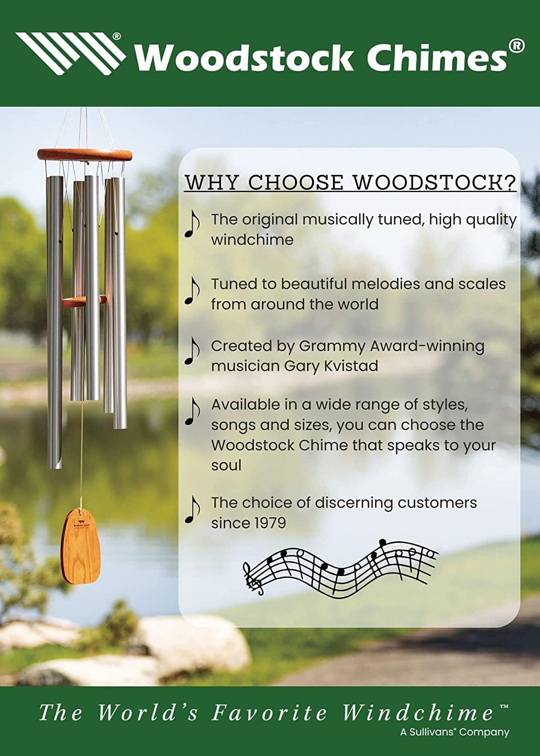 Woodstock Chimes Signature Collection, Windsinger Chimes of Orpheus, 54'' Silver Wind Chimes for Outdoor, Patio, Home or Garden Décor (WWOS)