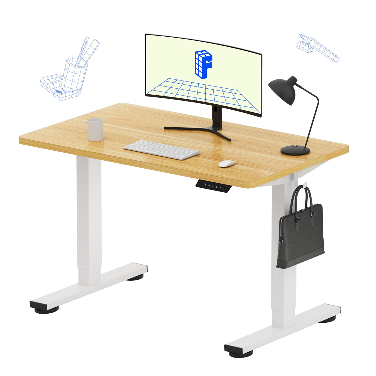 FLEXISPOT EN1 One-Piece Standing Desk, Electric Adjustable with 4 Memory Presets, 176 LBS Capacity, Stable & Quiet, Seamless Desktop for Home Office & Dual Monitors, 55"x28" White(White Frame)