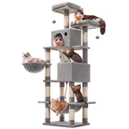Feandrea Cat Tree, 81.1-Inch Large Cat Tower, Multi-Level Condo, Green