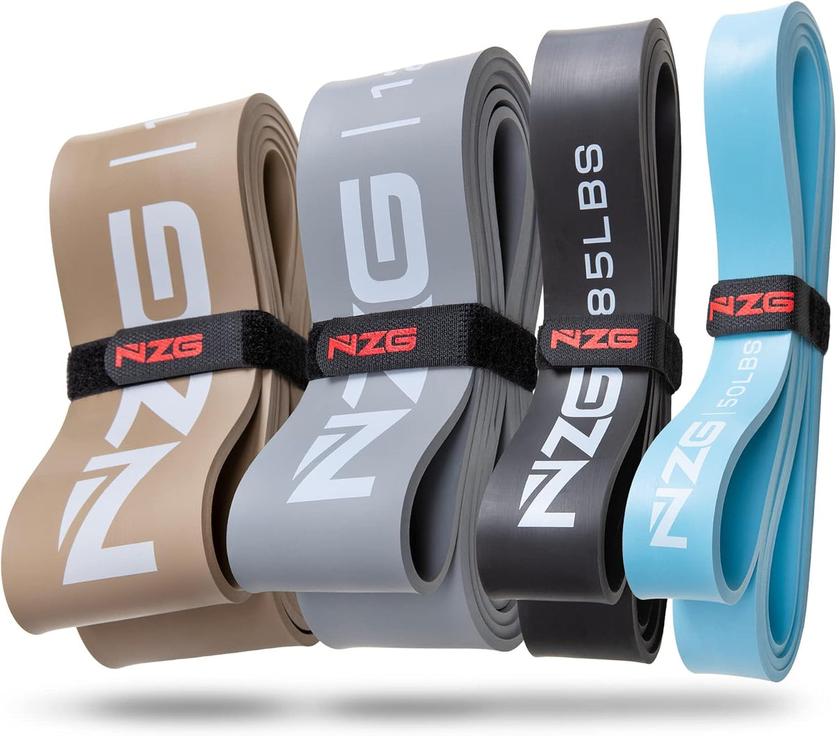 NonZero Gravity 100% Latex-Free Organic Rubber Power Resistance Bands | Compact Durable Hypoallergenic Bands for Strength Training & Workouts | 11 Levels (10 to 140 Lbs)