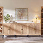 IFGET 34" Tall Modern Arched Sideboard Buffet Cabinet with Storage, Brown