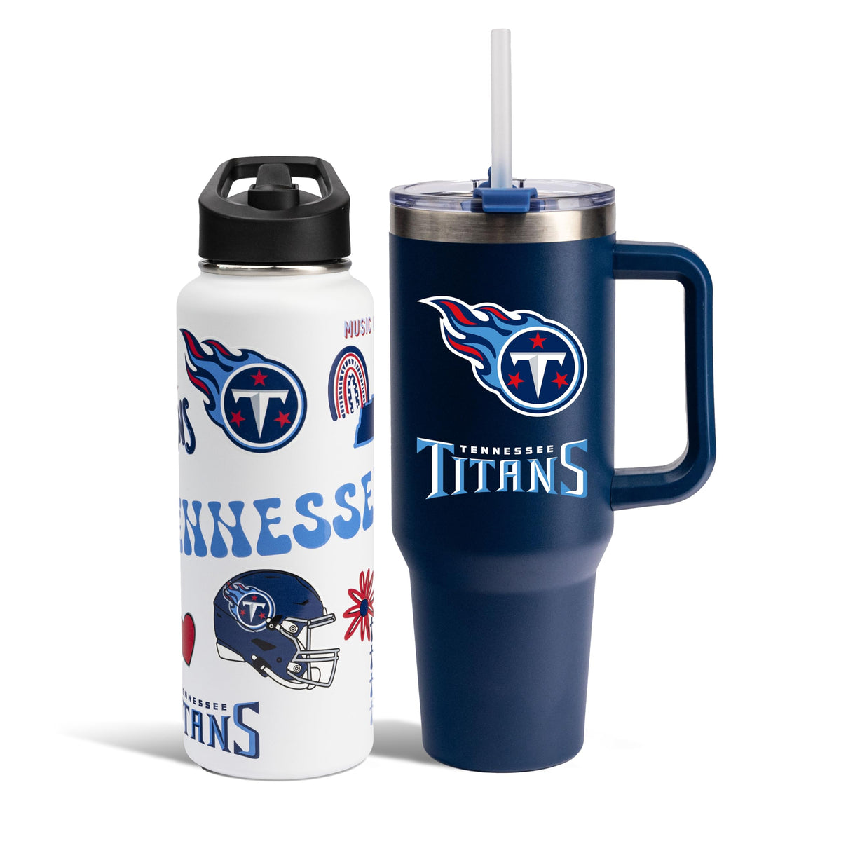The Memory Company Officially Licensed NFL 2-Pack Stainless Steel Tumbler Set, 34oz Team Spirit Water Bottle & 40oz Game Day Tumbler with Lid and Straw, BPA-Free Materials, Convenient Straw Design